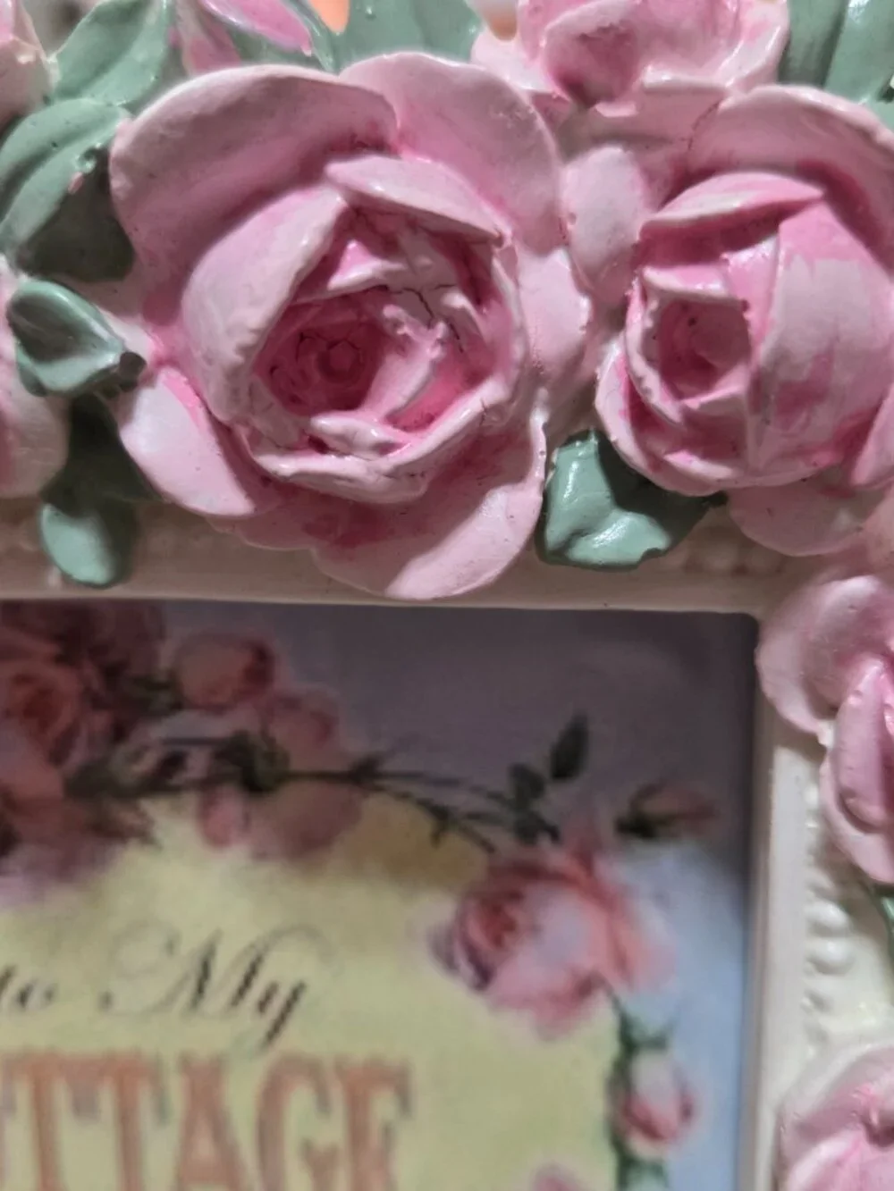 Romantic Cottagecore Pink Roses Picture Frame Fairycore Victorian Style